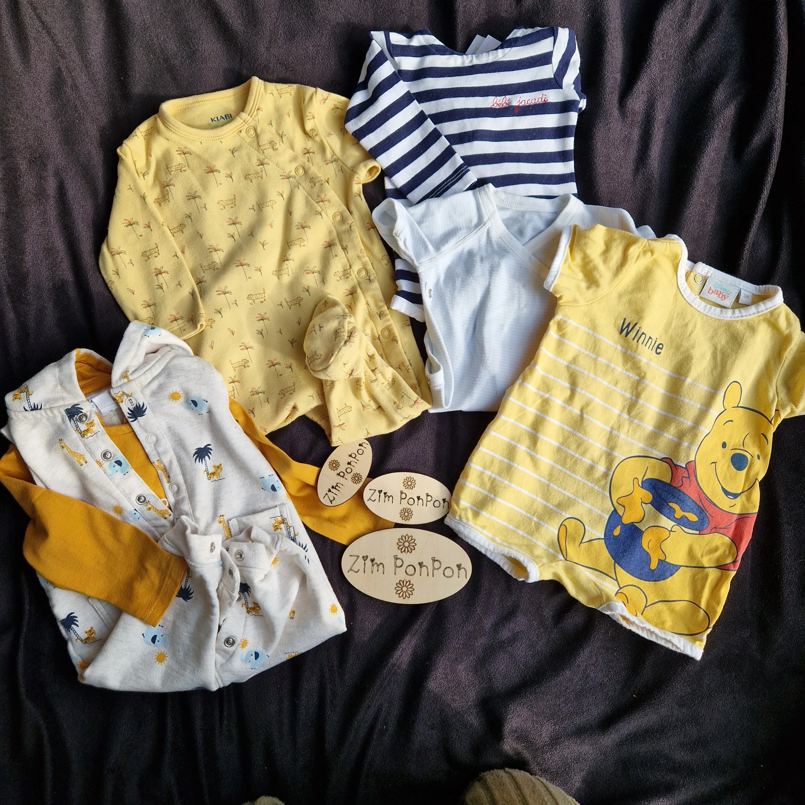 Lot Yellow garçon taille 3 mois , combinaisons, un body manche longue jacadi un pyjama léger