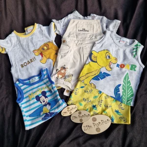 lot yellow 3 mois garçon, ensemble Simba un body bleu mickey , majorité de jaune