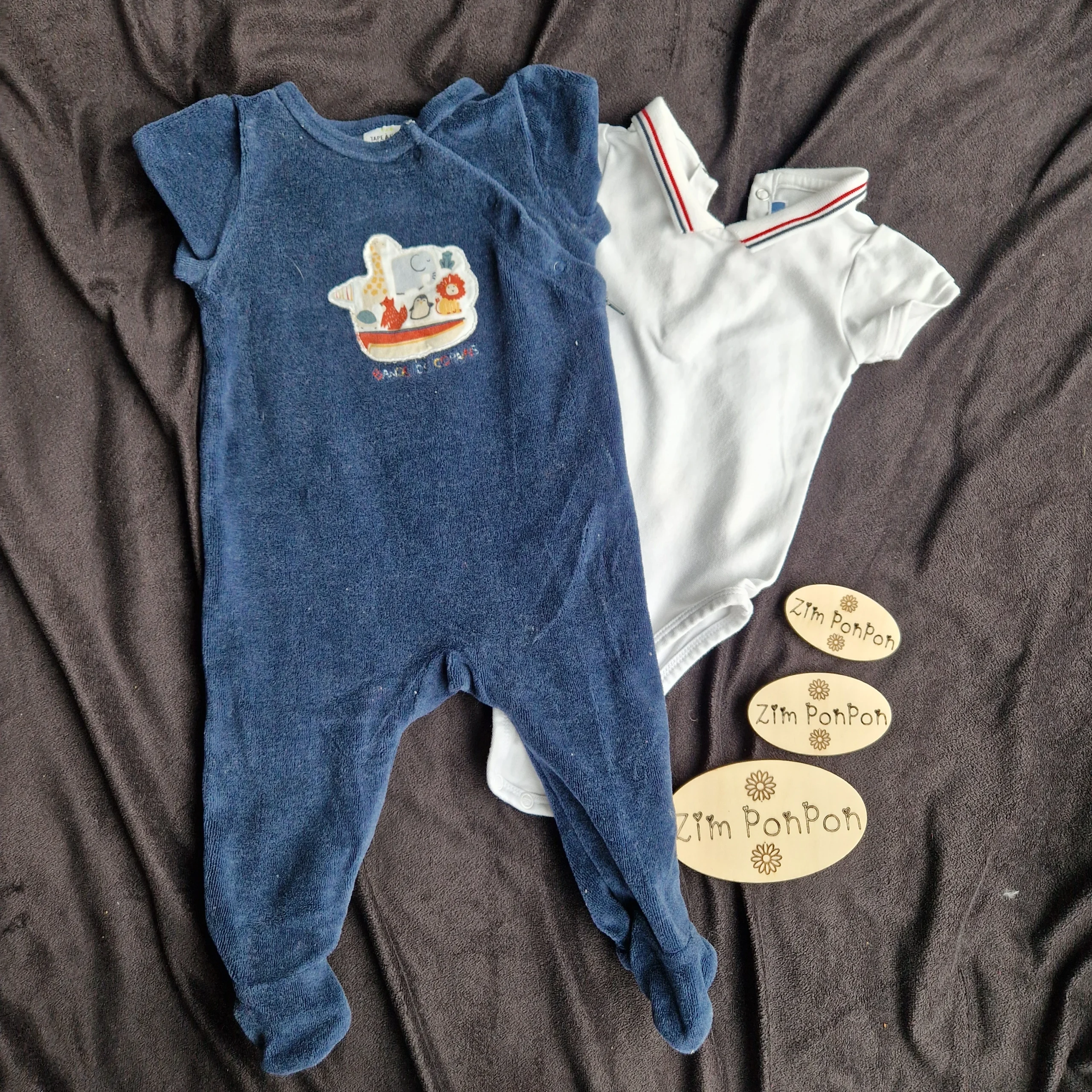 lot look coco , pyjama bleu bien chaud , body jacadi