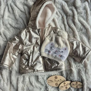 Manteau fille réversible 12 mois avec bonnet chat beige avec capuche